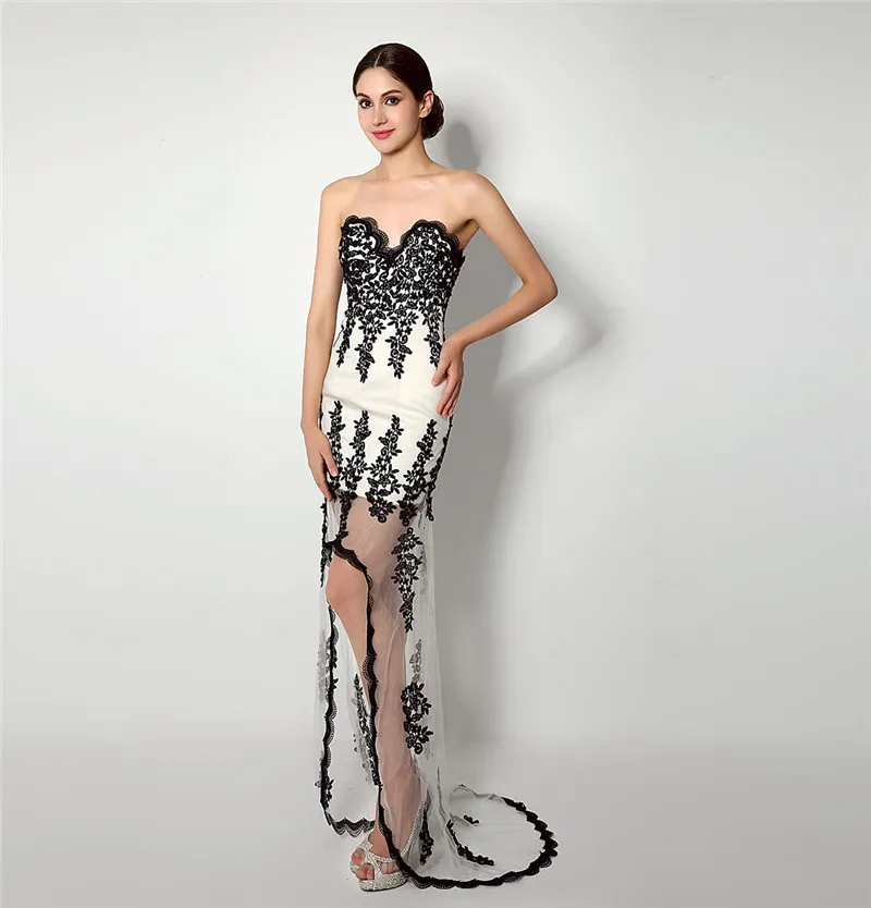 Vestido De Noche милое с аппликацией элегантное платье высоким низом фатиновое