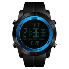 SKMEI Для мужчин цифровые часы с 2 временными PU ремешок Водонепроницаемый мульти-Функция Наручные часы Для мужчин 12/24 часа в сутки, наручные часы Relogio Masculino