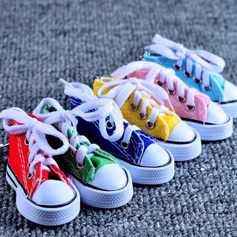

MYPANDA Mini Hi Top Canvas Sneaker Tennis Shoe keychain blue pink black white sports shoes keyring doll funny New Year gifts