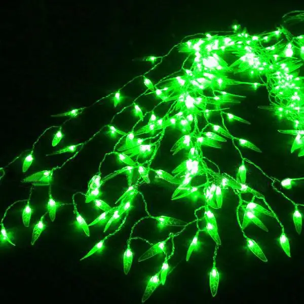 3*3 м 300 лампы Зеленый Willow светодиодный Шторы гирлянды Строка Рождественские огни Новый год вечерние свадебные Luminaria светильник украшения
