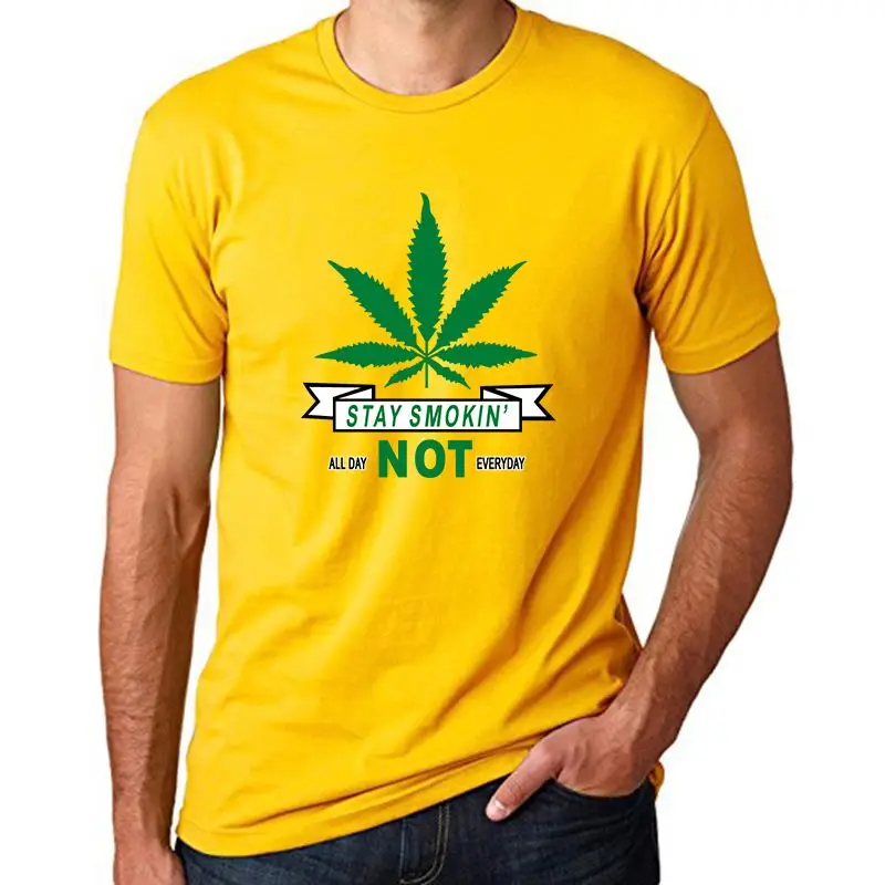 Hijau Pohon Daun 7 Kaos Katun Pria Lengan Pendek Kaus Manusia Kaus Bulat-Internasional