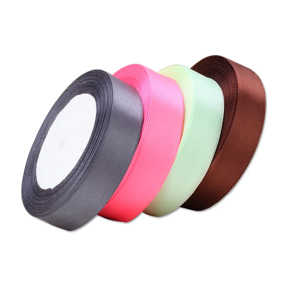 25Mm 와이드 25 야드/많은 17 색 새틴 리본 선물 장식 웨딩 Diy Headwear 새틴 테이프 바느질 리본에 대 한
