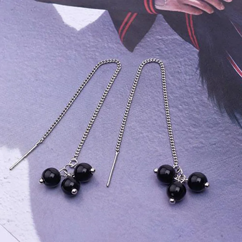 

New Mode Style Fine Jewelry Summer Trendy Style Red Beaded Cherry Tassel Stud Earrings For Women Ladies' Birthday Fashion Gifts