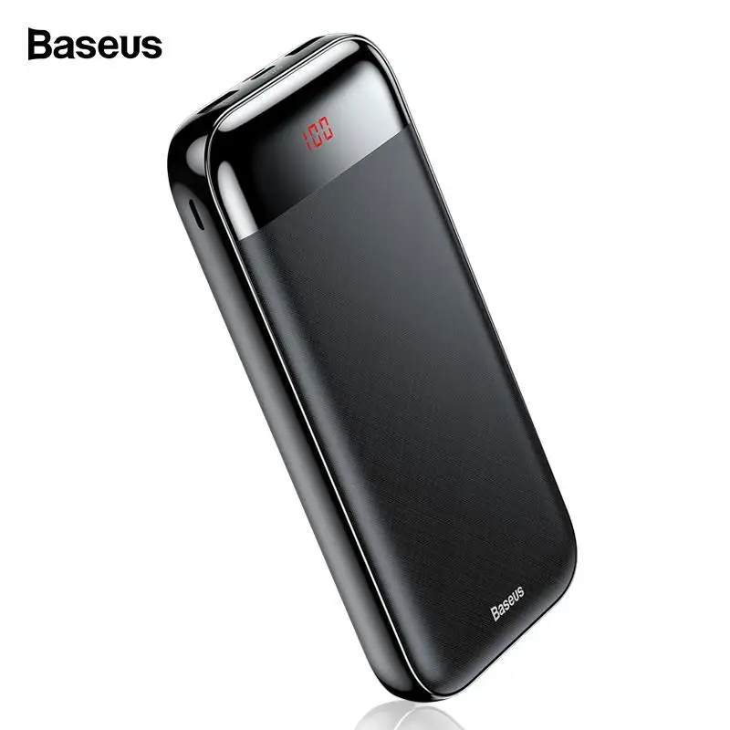 Baseus 20000mAh Power Bank LCD Powerbank Protable Charger With 3 Output Input External Battery PD Fast Charging For Mobile Phone