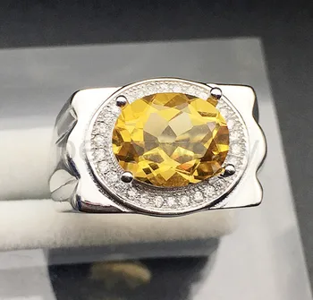 

Per jewelry Men ring Natural real citrine Finger ring 2.4CT gemstone 925 sterling silver Fine yellow crystal jewelry X6101214