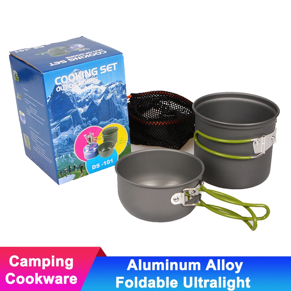 

Portable Aluminum Alloy Outdoor Foldable Camping Cookware Cutlery Backpacking Picnic Trip Tableware Pot Pan Ultralight Marching