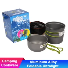 Portable Aluminum Alloy Outdoor Foldable Camping Cookware Cutlery Backpacking Picnic Trip Tableware Pot Pan Ultralight Marching naturehike outdoor ultralight tableware sets camping hiking cookware tableware picnic backpacking cooking bowl pot pan cooker