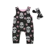 Citgeett Halloween Newborn Skull Floral Baby Boys Girls Romper Sleeveless Jumpsuit Headband Outfits Summer Holiday Clothes 1