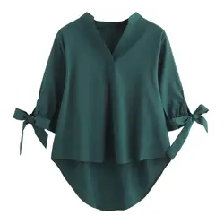 2018 женские шифоновые рубашки с v-образным вырезом модная блузка сексуальные женские свободные блузки женские летние топы Блузы mujer