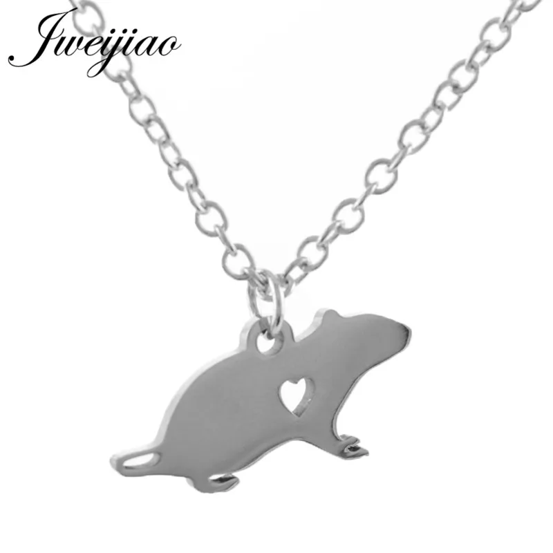 

JWEIJIAO Brand Mouse Pendant Necklace Stainless Steel Animal Necklace Simple Summer Style Jewelry For Women Girls SKU40