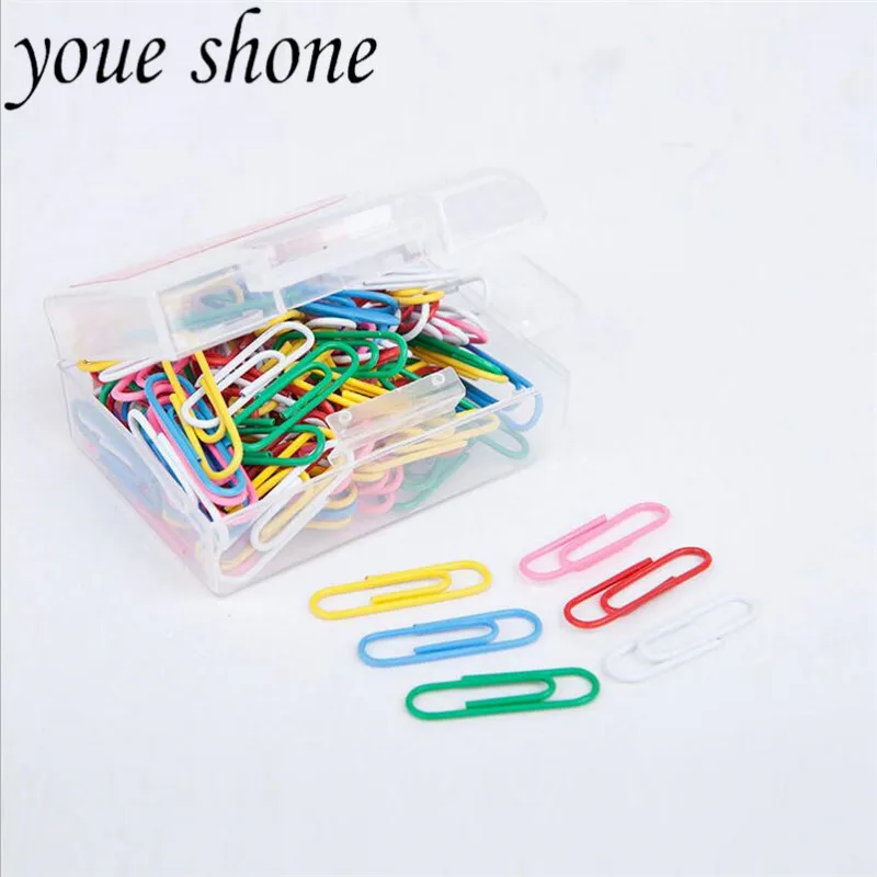 

80pcs/Boxed 28mm Colorful Metal Cute Paper Clips And Mini Pins Vinyl Paint New Ticket Holder Stationery Decorative Bookmarks