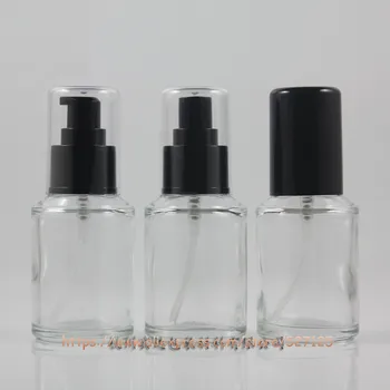

60ml clear/transparent glass bottle with black plastic pump/sprayer,for lotion/perfume/essential oli/moisturizer/facial water