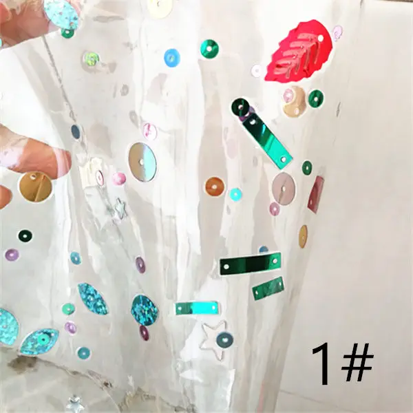 

Free shipping 7.6*12inch transparent hologram synthetic leather fabric for DIY accessories