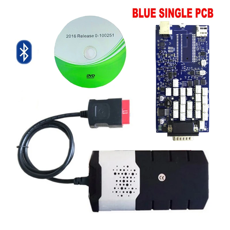 

2019 Newest 2016.R0 with keygen for delphis vd ds150e cdp bluetooth blue single board relays car truck obd obd2 Scanner.