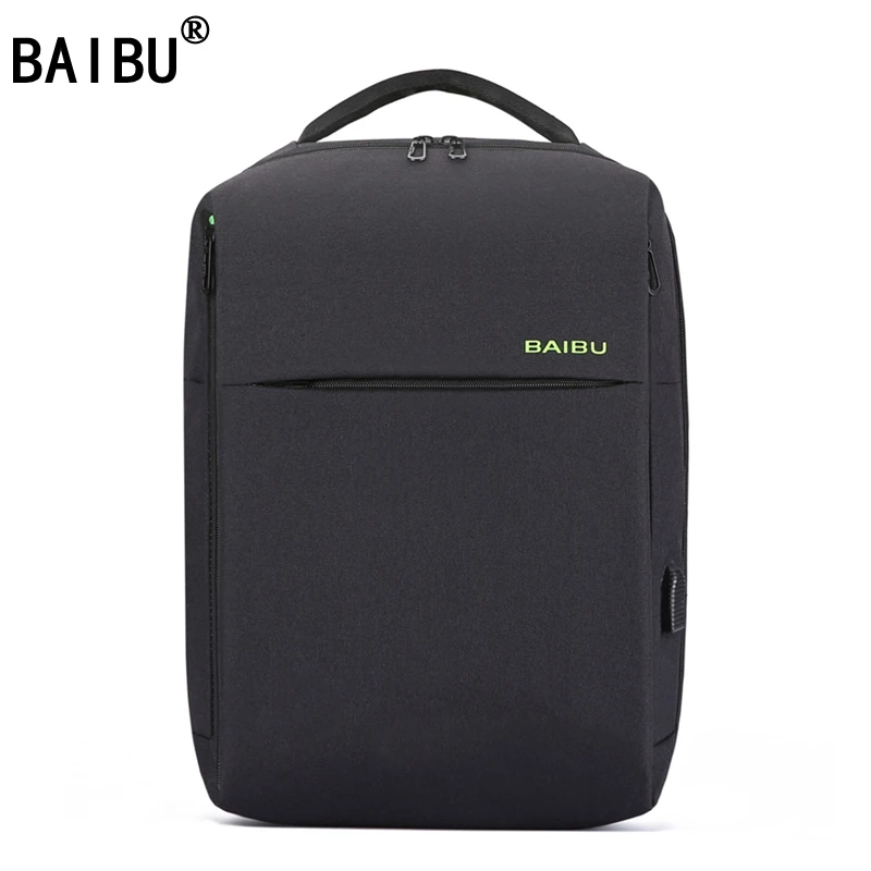 

BAIBU 2018 Tide Fashion Anti Theft Men Backpack External USB Notebook Computer Charge Lnterface Travel Business Affairs Backpack