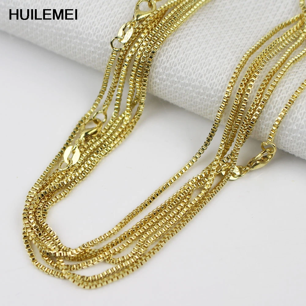 

Wholesale 10pcs/lot Gold Color 1.4mm Box Chain Necklace For Women,Fashion Jewelry Necklace Chains for Women
