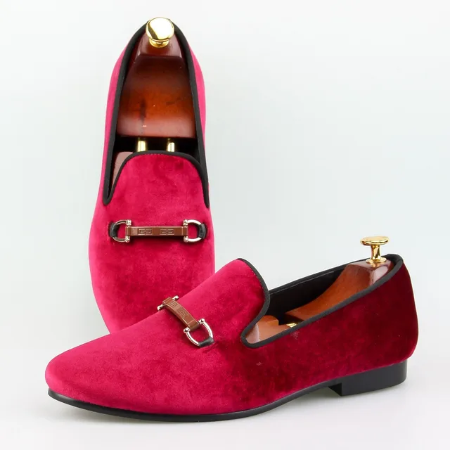 Aliexpress.com : Buy Buckle Strap Men Dress Shoes Burgundy Velvet ...