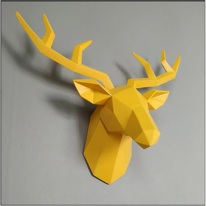 3D голова оленя скульптура 50x49x20 см фрески домашняя настенная статуя ручная работа
