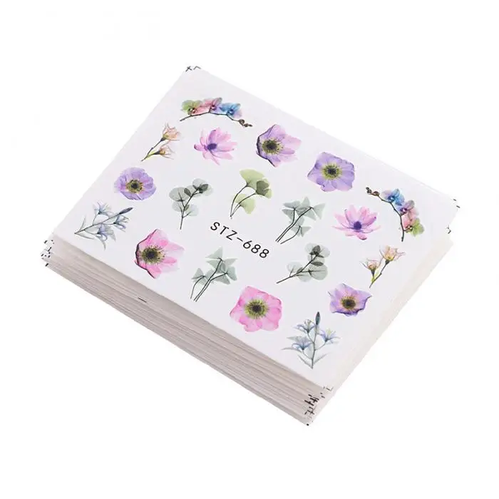 Hot Nail Art Stickers Water Transfer Ink Flower Nail Decals for Nails Decor DIY SJ66