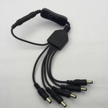 

5pcs DC switch line 1 Female to 6 Male DC switch line cable Splitter Adapter Connector Line Switch Button