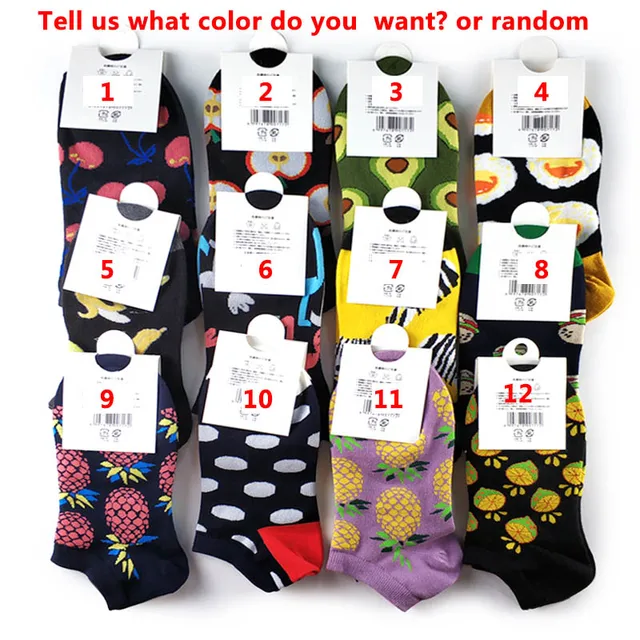 5 Pairs/lot Animal Food Fruit Avocado Zebra Burger Omelette Flamingo Socks Happy Cotton Ankle Funny Men Women Summer Casual Sock Random Color