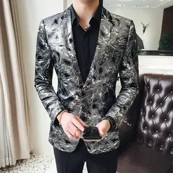 Мужской бархатный костюм с принтом фонарика 2019, высококачественный стильный блейзер для мужчин s, дизайнерский Блейзер, костюмы, куртка