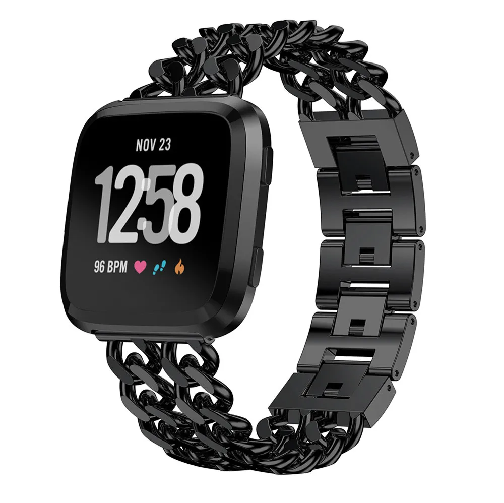 Для Fitbit Versa Lite Edition сплав Нержавеющая сталь ремешок для часов замена металлический ремешок 22 мм ряд ковбойский браслет цепочка