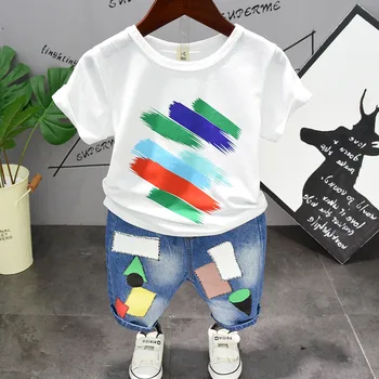 

Summer Sets Boys Short Sleeve Print T-shirts for Boys + Shorts Pants Jeans Sport Suit Two piece set Baby Boy Set Causal Sets