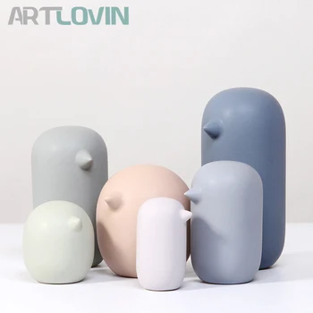 

Modern Abstract Bird Figurines Ceramic Cute Matte Light Color Decorative Bird Ornament Fashion Home Decoration Accessories