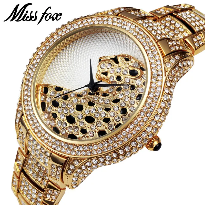 MISSFOX Miss Fox Модные кварцевые часы для женщин 2018 Роскошные наручные золотые женские