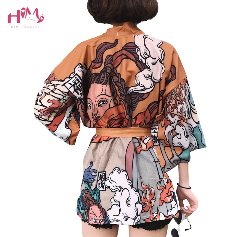  Japanese Harajuku Vintage Female Summer Kimono Cardigan Ulzzang Kawaii Graphic Oversized Tops Shirt