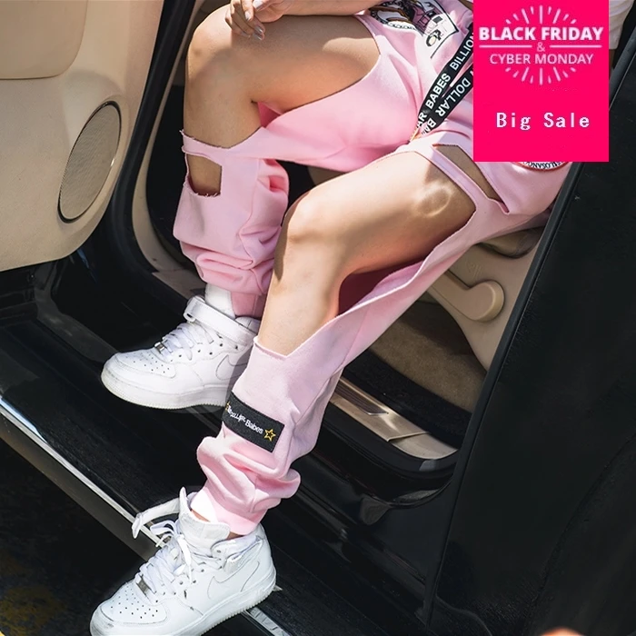 

2019 New Arrival Women Pants Casual Hip Hop Wide Leg Pants For Women Long Loose Pink Pants Classic Pant Preppy