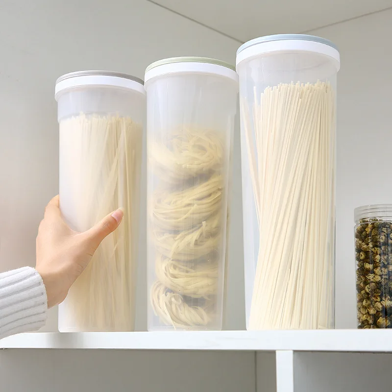 

Fresh-keeping Spaghetti Box Large Noodles Container Rotating Food Storage Plastic Containers for Cereals Beans Rice Grain Snacks