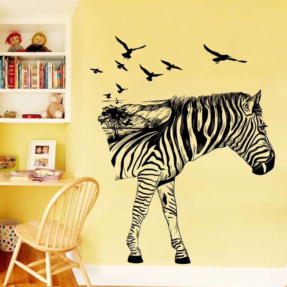 animaux Zebra Silhouettes Decoration Decal stickers muraux pour enfants