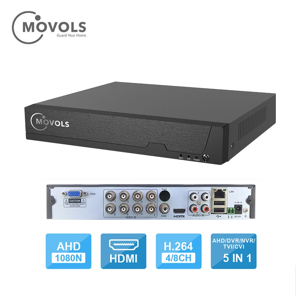 

Movols 8CH 5MP H.265 AHD 5 IN1 DVR Digital Video Recorder for CCTV HDMI Video Output Support Analog AHD Camera