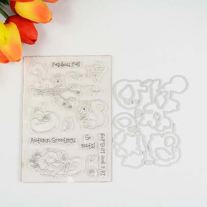 

Autumn greeting Transparent Clear Stamp/coordinating die for DIY scrapbooking/photo album Card making stationery stamp supply