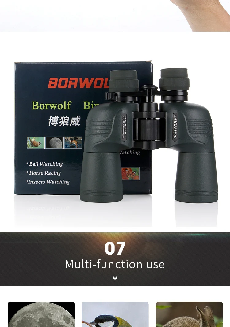 Borwolf 10-30X50 бинокль телескоп HD светильник ночного видения Bak4 призма профессиональный зум мощный для охоты наблюдения за птицами