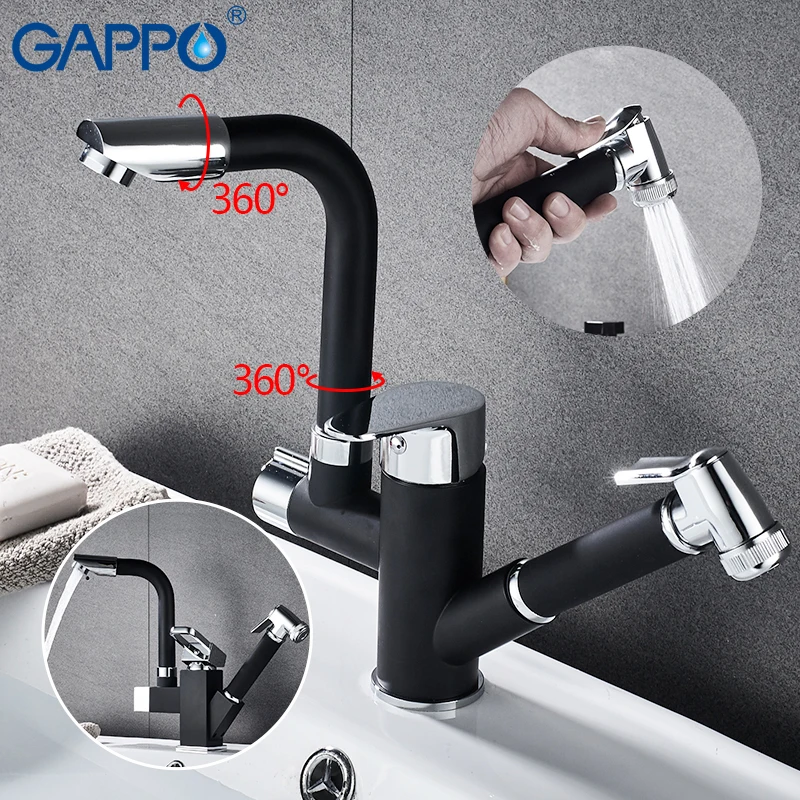  Gappo kitchen Faucets rotatable black kitchen water sink mixer tap kitchen pull out water mixer tap - 32880725562