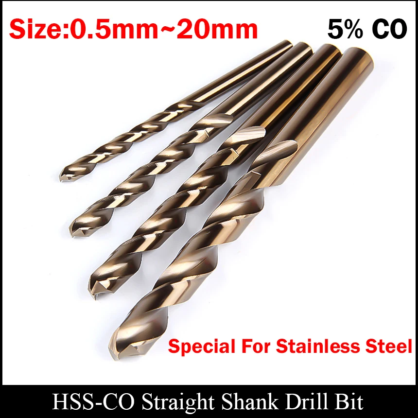 

14mm 14.2mm 14.5mm 15mm 15.5mm High Speed Steel HSS CO HSS-CO Fully Ground Straight Shank Twist Drill Bit For Stainless Steel