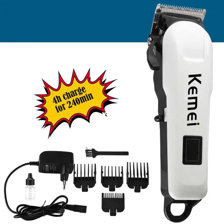 Professional Kemei Titanium Blade Electric Haircut Cutting Machine Barber + limit comb for kids adult men 110-240V