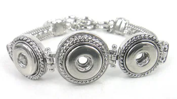 

Free shipping three pieces mini 1.2cm metal button charm Bracelet DIY Fashion metal snap button Jewelry