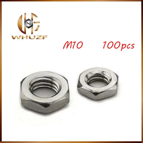 

100pcs M10 Hex nut DIN439 A2-70 Stainless Steel Hex Thin Nuts Metric Fastener M3-M14 Stocks