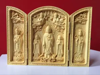 

Oriental Vintage Boxwood Handwork Carved Buddha Statue Collection