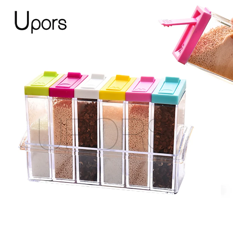 

UPORS 6Pcs/Set Salt and Pepper Shakers Jars for Spices Seasoning Herb Spice Storage Containers Bottle Condiment Salt Box