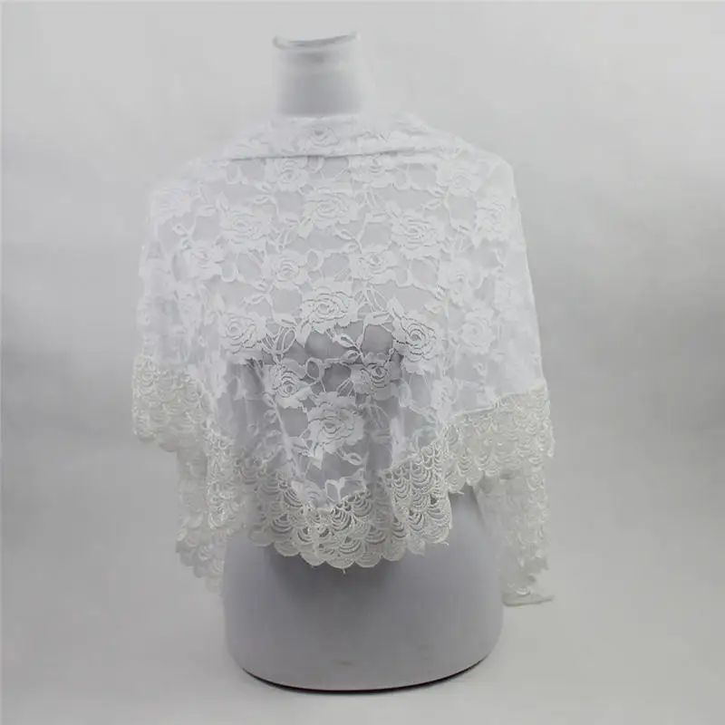  Fashion Women Lady Long Lace Rose Flower Triangular Mantilla Scarf Wrap Shawl women's scarves handkerchief hijab scarf 40MA0518