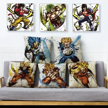 

Dragon Ball Son Goku Vegeta Cushion Cover Home Decor Cartoon Pillow Cover Pillows Case Japanese Anime for Sofa 45*45cm
