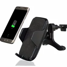 Qi Беспроводной автомобильное зарядное устройство с кремплением, устанавливаемое на вентиляционное отверстие в салоне автомобиля держатель зарядным устройством для Samsung Galaxy S6, S6 Edge, Note 5, Nexus 4/5/6 для iphone 5 6 7