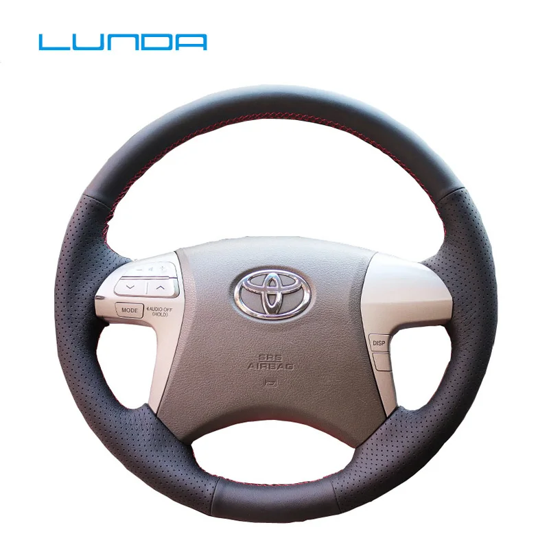 LUNDA Black Artificial Leather Car Steering Wheel Cover for Toyota