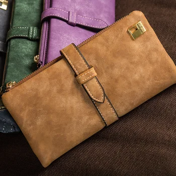 

Female wallet Korean retro scrub eighty percent off pumping with long soft money bag ladies leather wallet