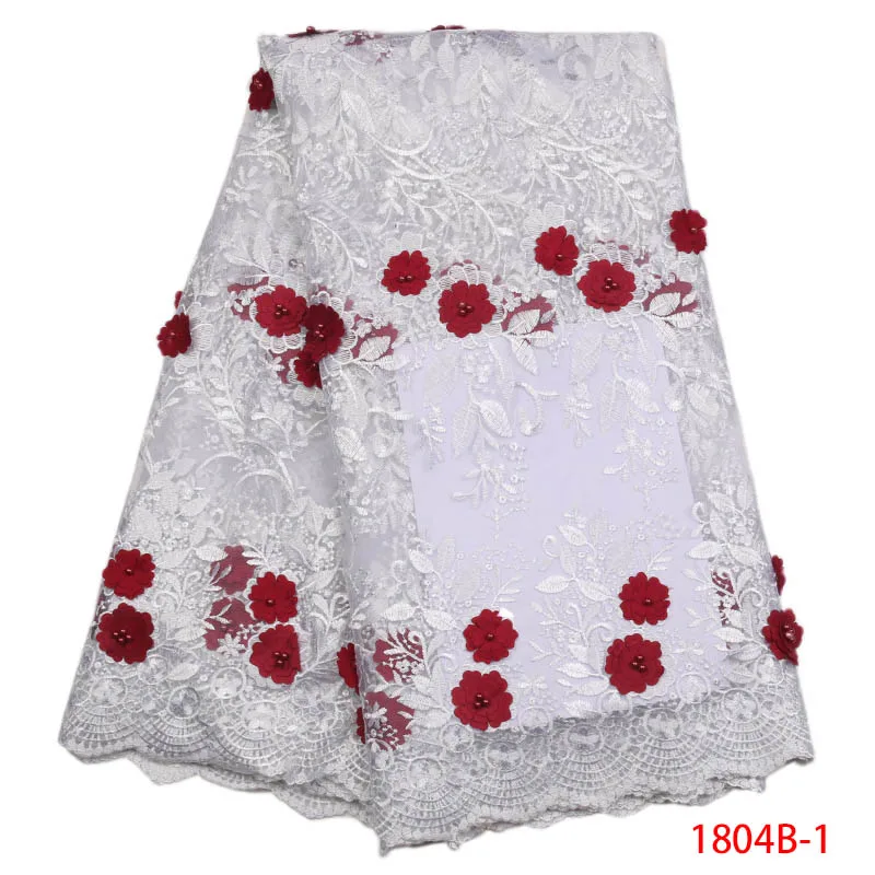 

High Quality French Tull Lace Fabric For Wedding African Sequins Lace Fabric In White Beautiful African Lace MaterialAPW1804B-1